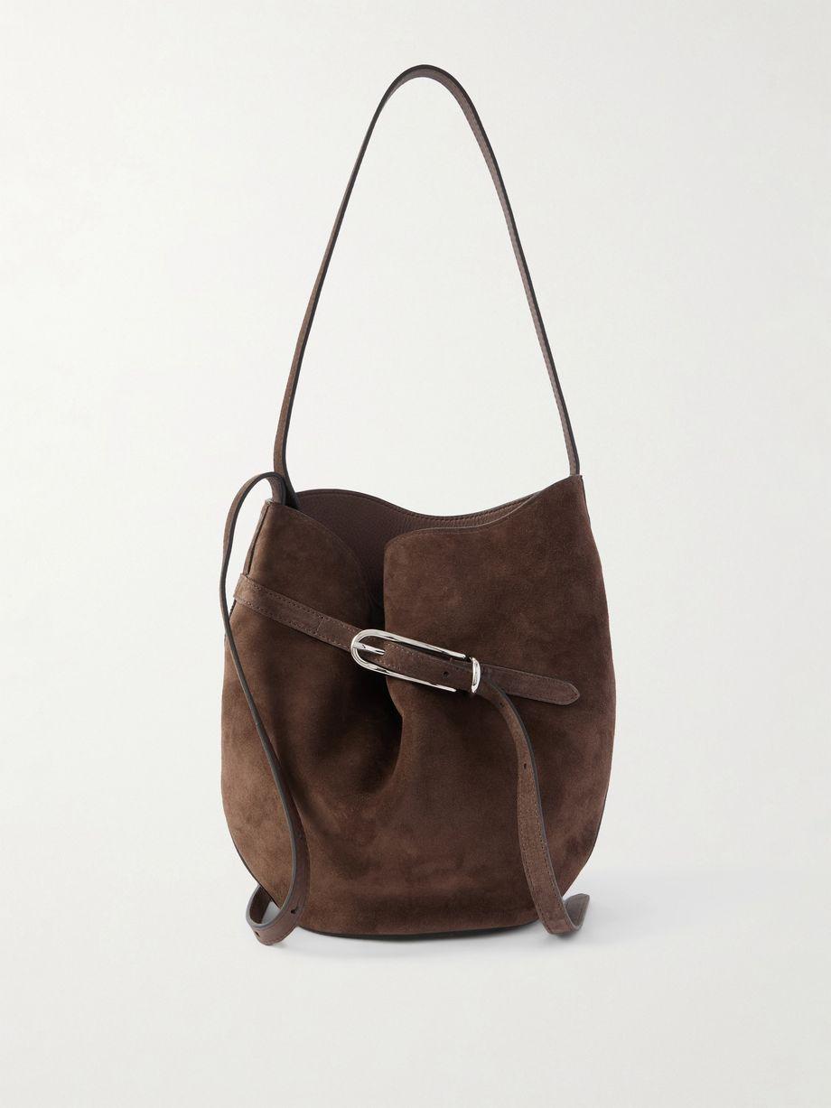 Buckled suede bucket bag by LIFFNER