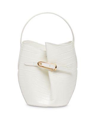Mini Embossed Leather Belted Bucket Bag by LIFFNER