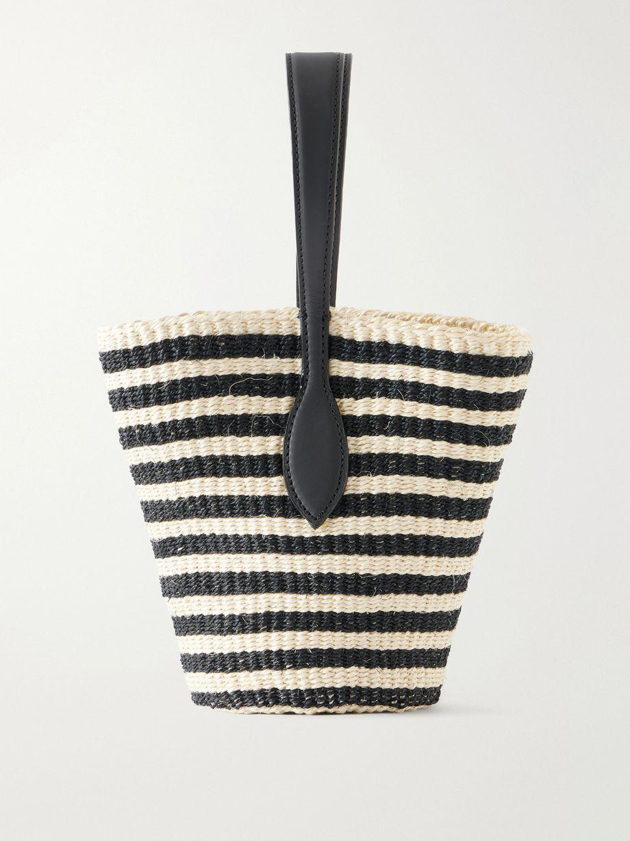 Sprout leather-trimmed striped sisal shoulder bag by LIFFNER