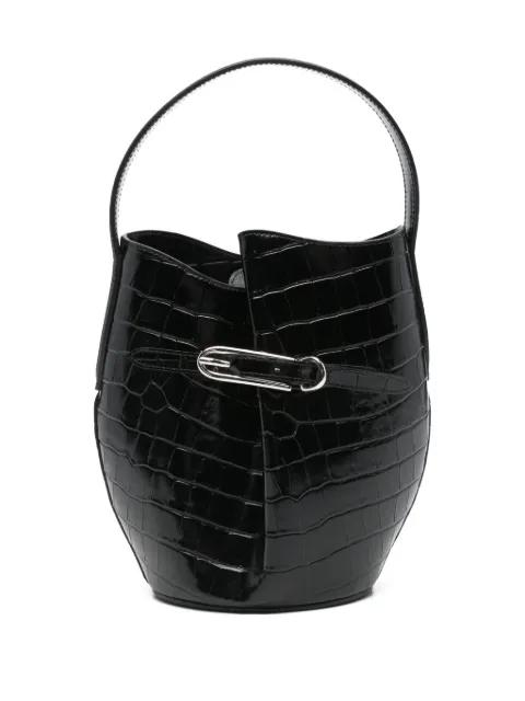 croc-embossing belted bucket bag by LIFFNER