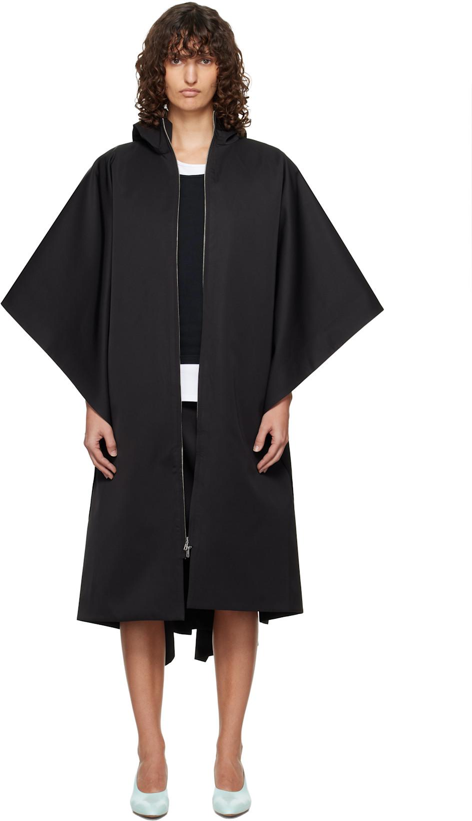 Black Long Poncho Coat by LII