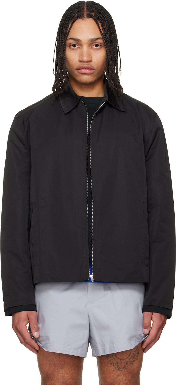 Black Straight Zip-Up Jacket by LII