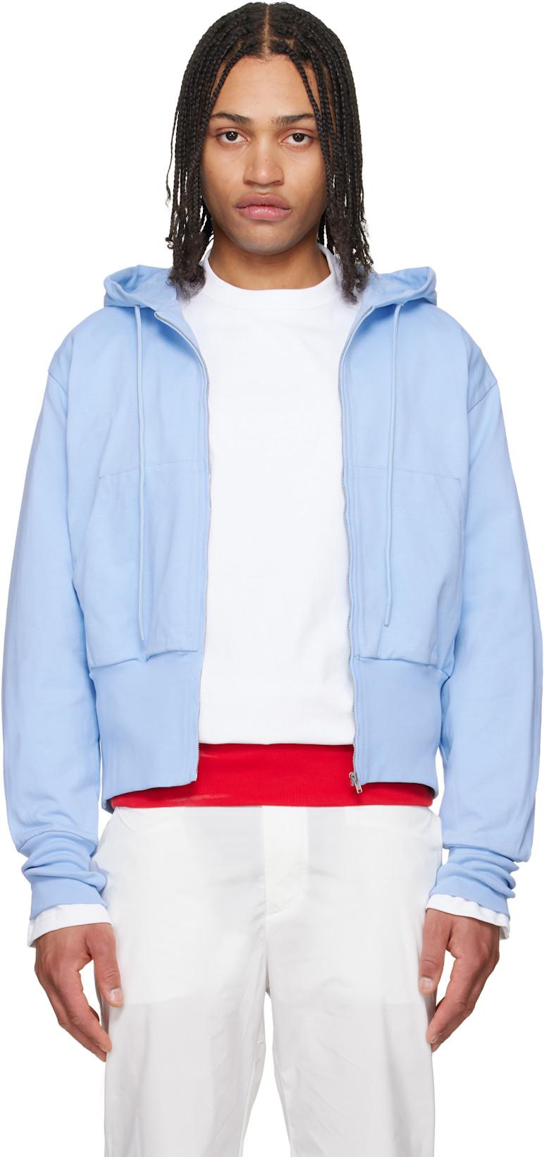 Blue Wide Band Zip-Up Hoodie by LII