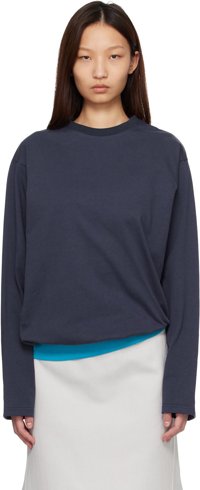 Navy Contrast Waistband T-Shirt by LII