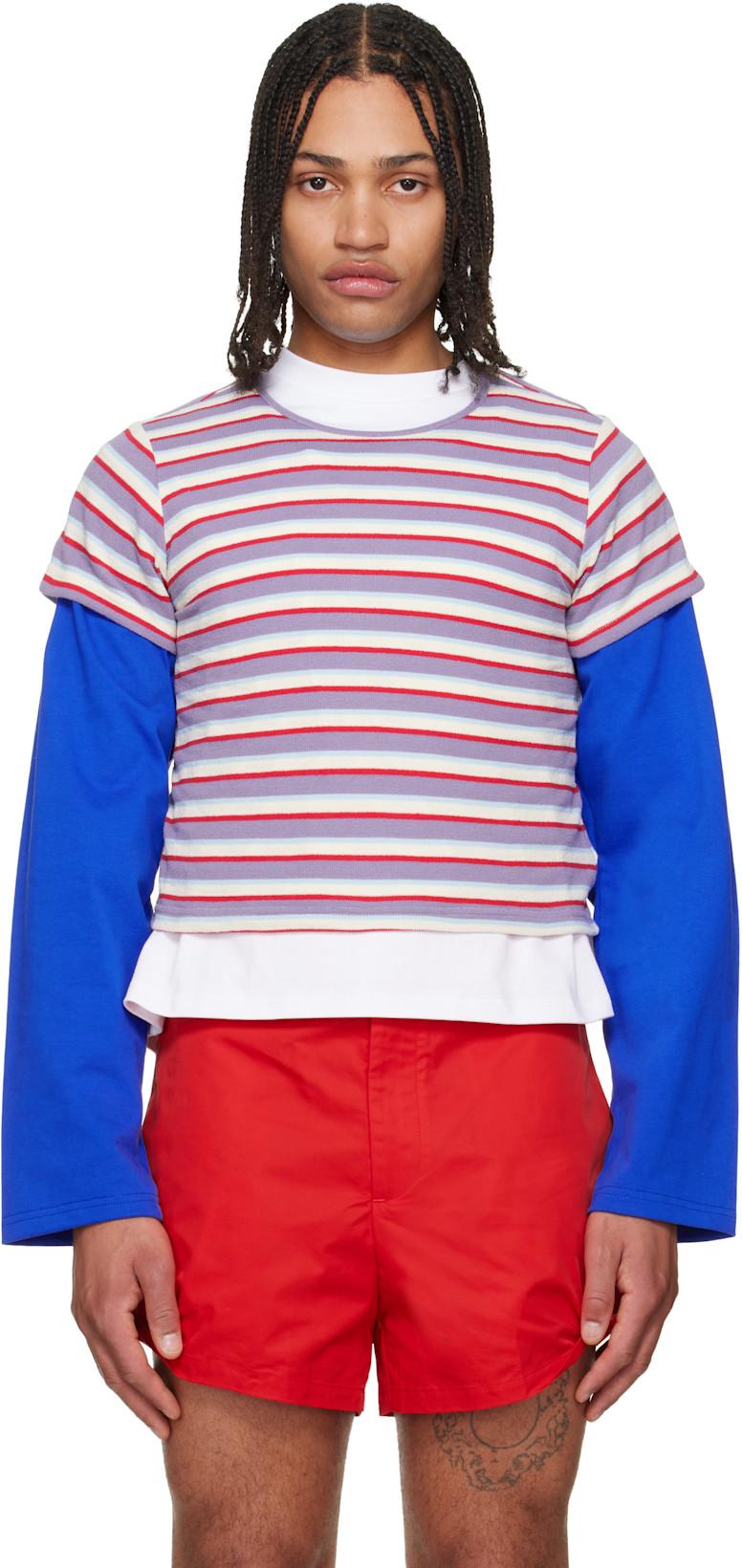 Purple & Red Cropped Stripe T-shirt by LII