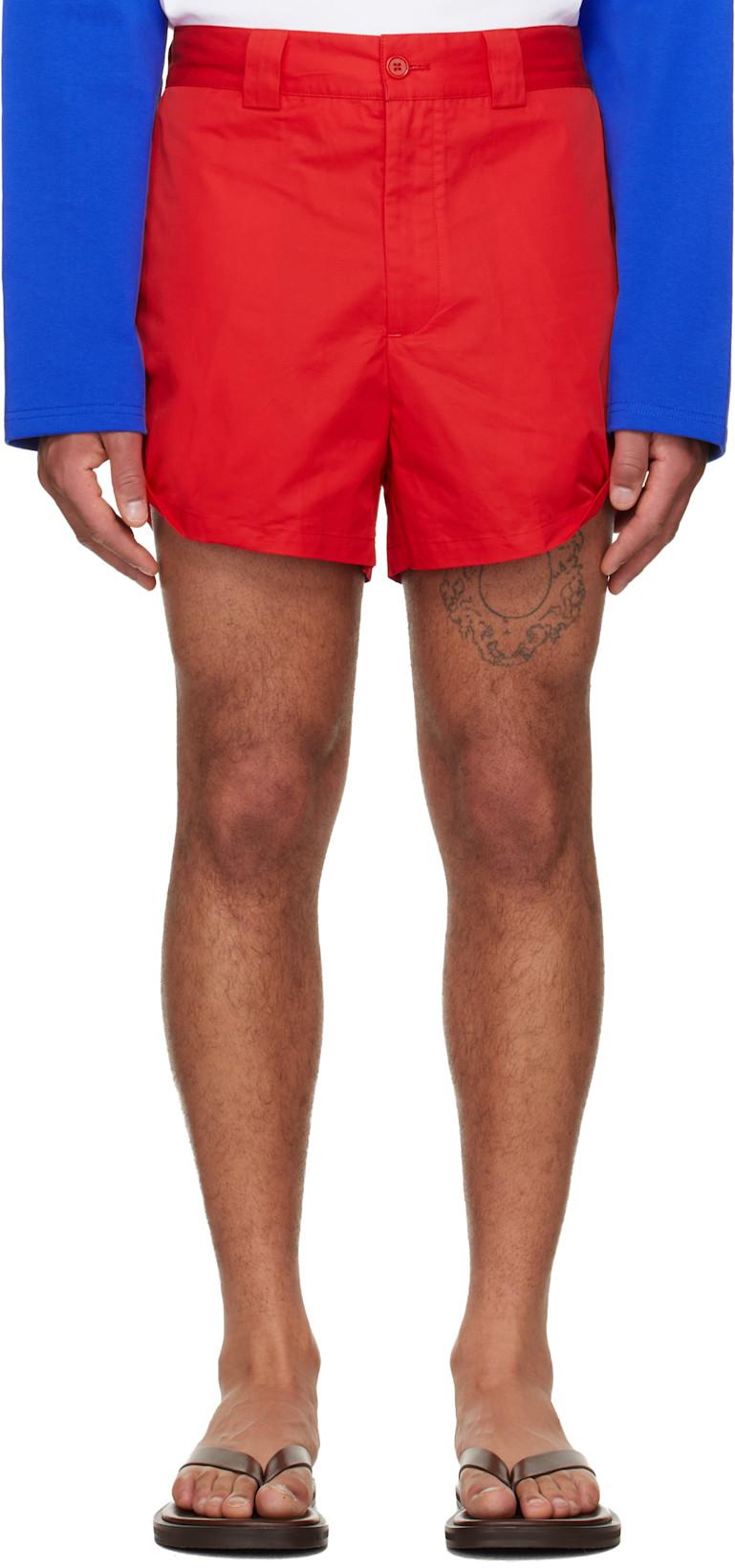 Red Rolled-Hem Shorts by LII