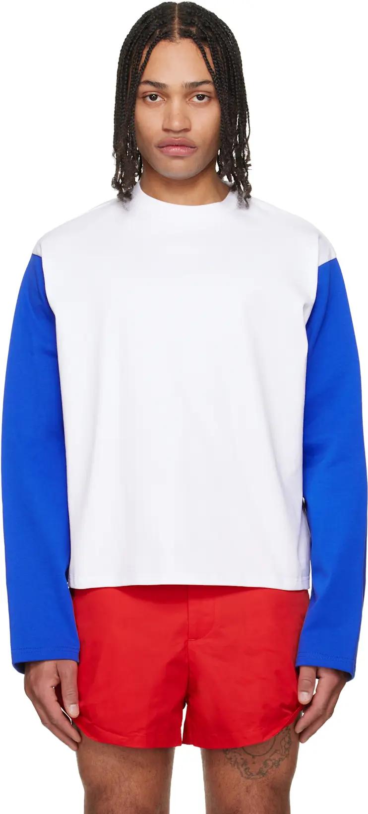 White Contrast Long Sleeve T-shirt by LII