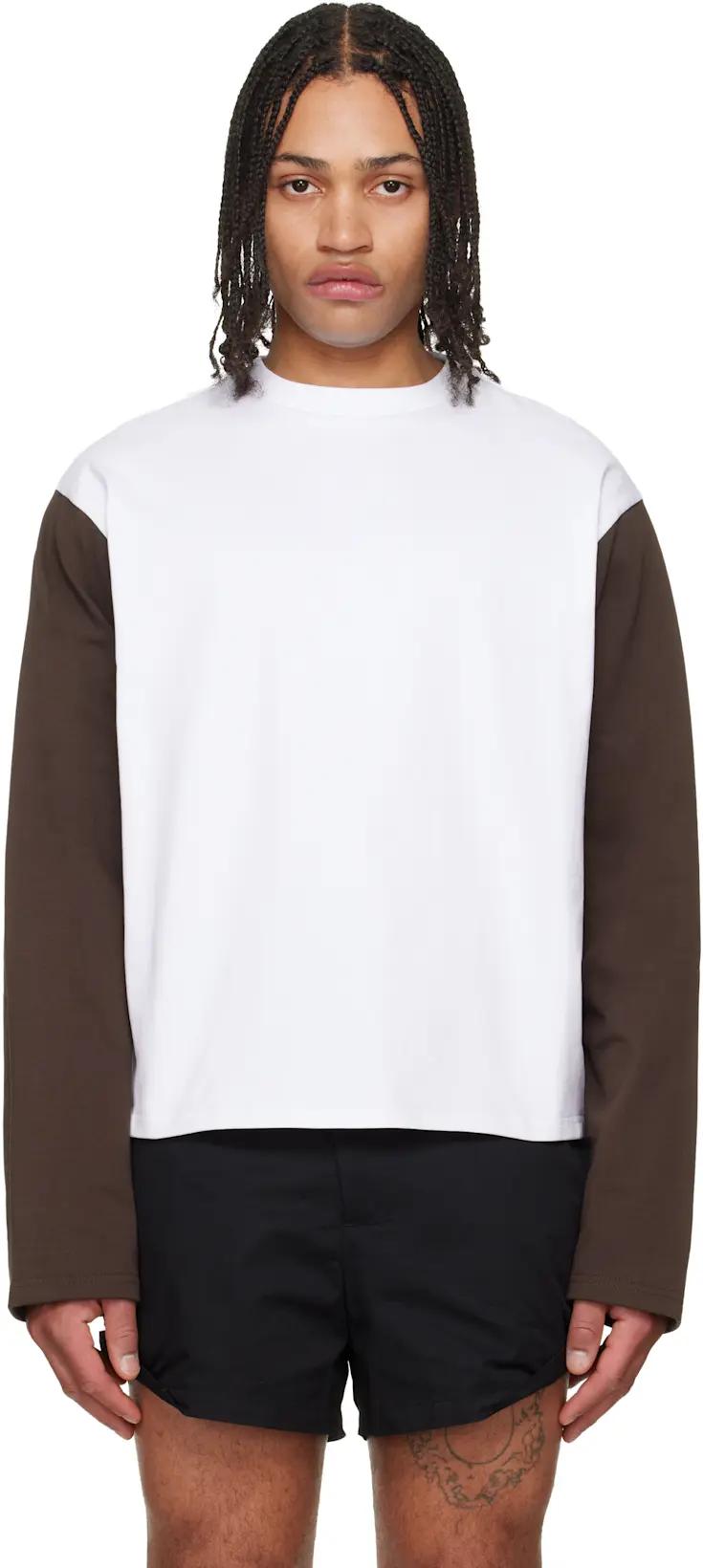 White Contrast Long Sleeve T-shirt by LII