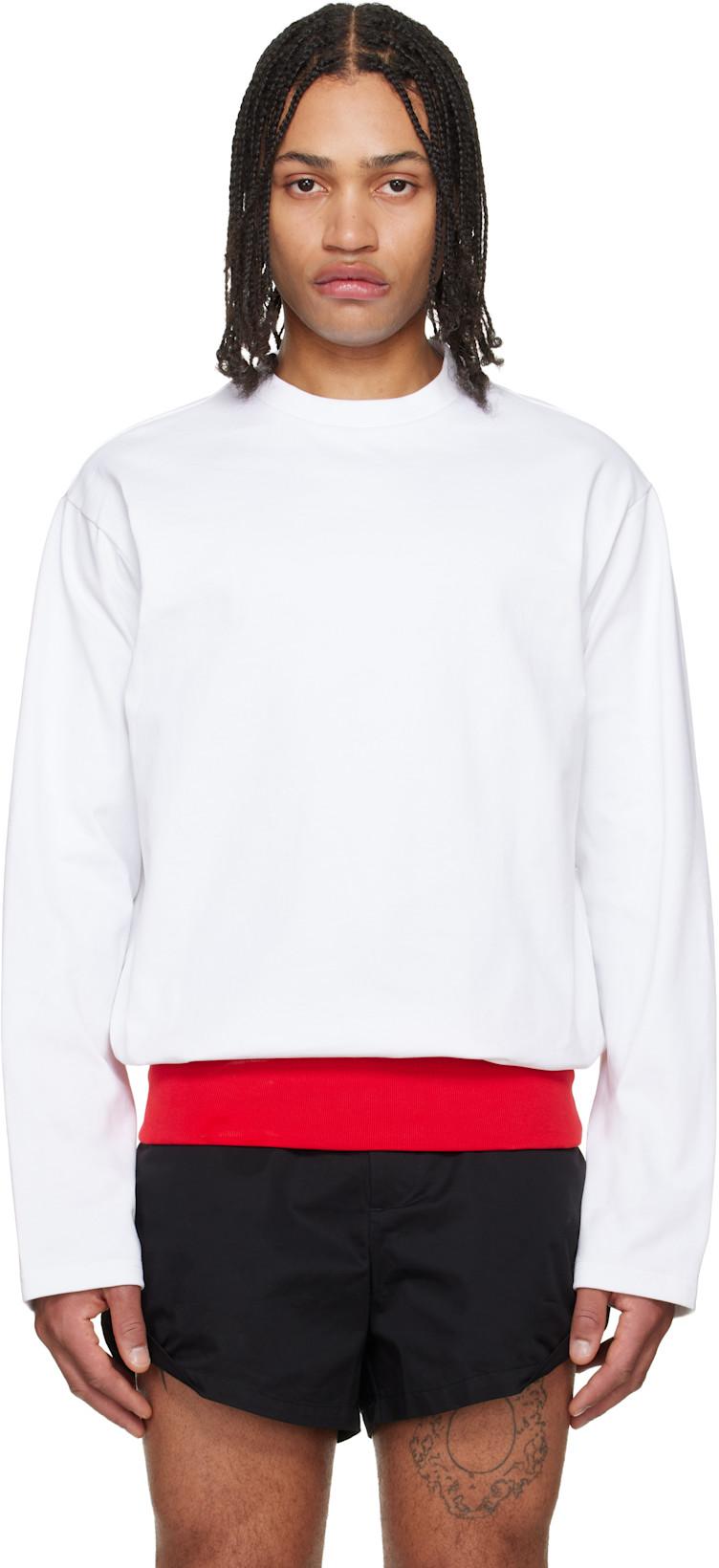 White Contrast Waistband T-shirt by LII