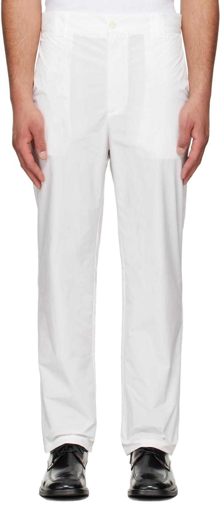 White Straight Fitted Active Trousers by LII