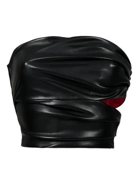 draped faux-leather top by LIKA