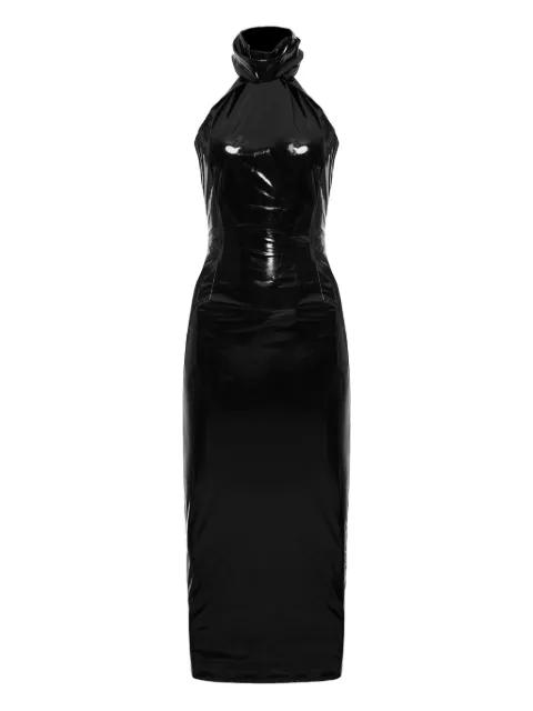 high-neck open-back midi dress by LIKA