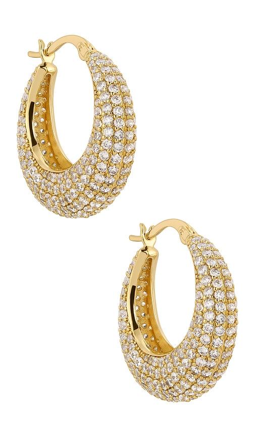 Lili Claspe Small Pave Becca Hoops in Metallic Gold by LILI CLASPE