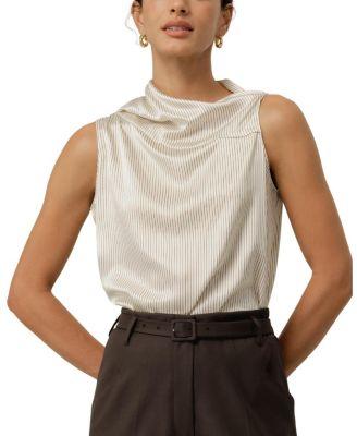 Asymmetric Silk Charmeuse Sleeveless Top by LILYSILK