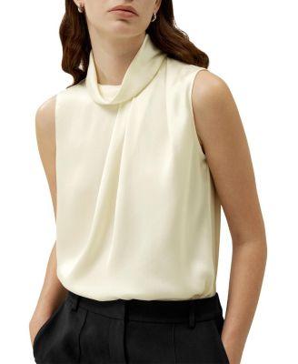 Asymmetrical Sleeveless Cowl Neck Top by LILYSILK