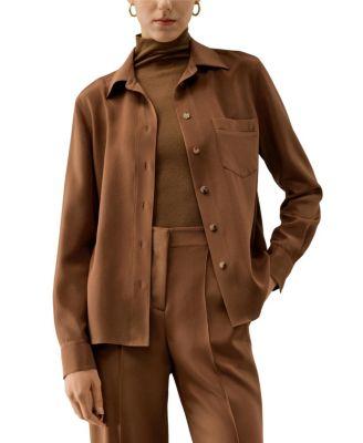 Basic Silk Spread Collar Shirt by LILYSILK