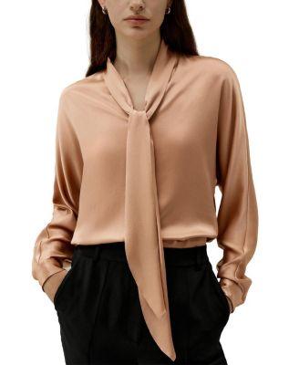 Bat Sleeve Silk Top with Adjustable Neck Tie by LILYSILK