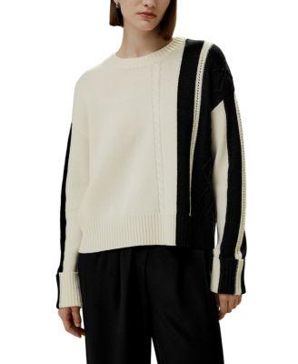 Bicolor Stripe Knit Wool Sweater by LILYSILK