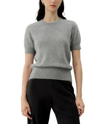 Brushed Cashmere Short-Sleeve Sweater by LILYSILK