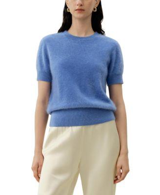 Brushed Cashmere Short-Sleeve Sweater by LILYSILK