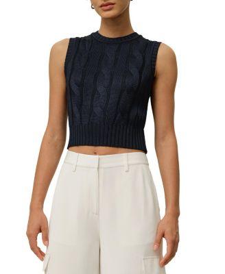 Cable Knit Tussah Silk Cropped Top by LILYSILK