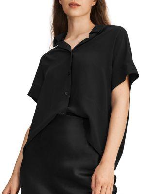 Casual Short Sleeves Loose Silk Shirt by LILYSILK