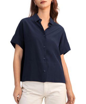 Casual Short Sleeves Loose Silk Shirt by LILYSILK
