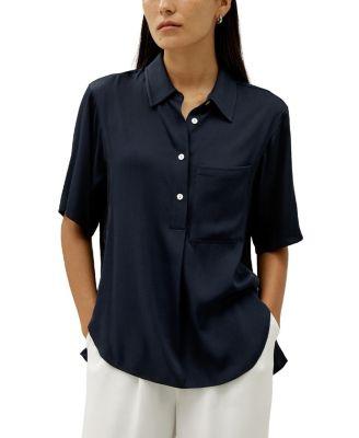 Half-Placket Short Sleeve Button Up Shirt by LILYSILK