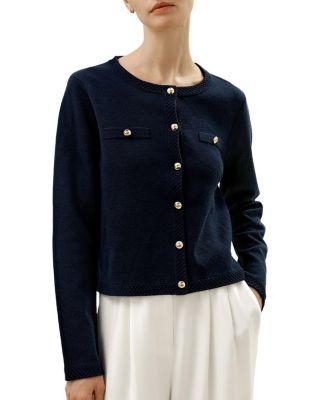 Merino Wool Golden Buttons Cardigan by LILYSILK
