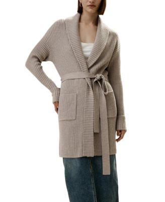 Merino Wool Shawl Collar Cardigan by LILYSILK