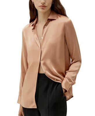 Minimalist Placket Silk Blouse with Shell Buttons by LILYSILK