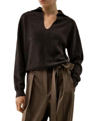 Ribbed Cashmere Polo Sweater by LILYSILK