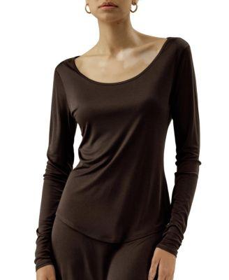 Scoop-Neck Pure Silk Slim Fit Top by LILYSILK