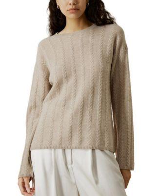 Semi Sheer Cable Knit Cashmere Sweater by LILYSILK