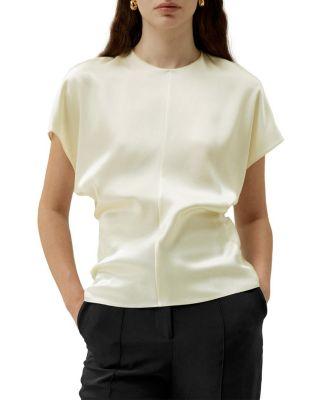 Short Batwing Sleeve Silk Contour Top by LILYSILK
