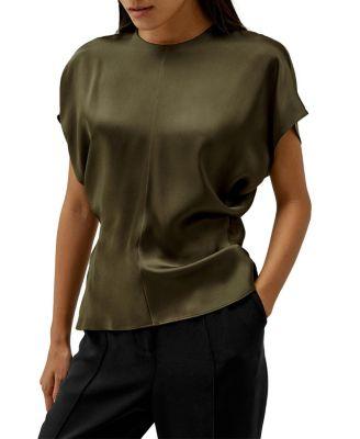 Short Batwing Sleeve Silk Contour Top by LILYSILK