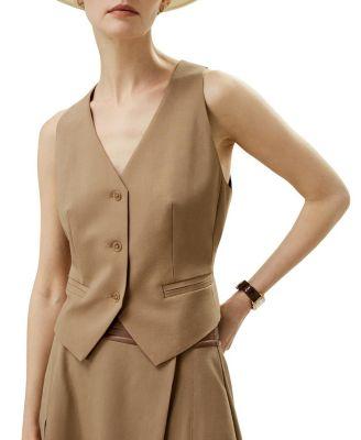 Silk-Wool Vest with Jacquard Silk Back by LILYSILK