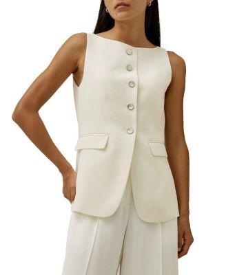 Sleeveless Button Up Silk Vest by LILYSILK