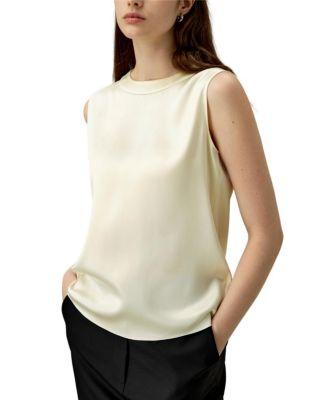 Sleeveless Round Neck Silk Top by LILYSILK