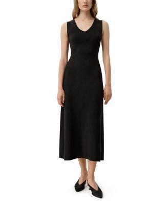 Soleil Silk-Viscose Knit V-Neck Dress by LILYSILK