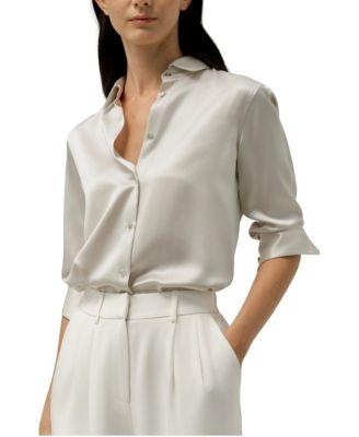 Spread Collar Silk Shirt by LILYSILK