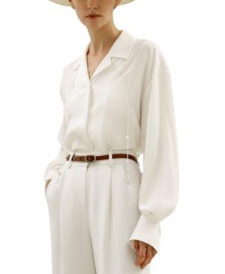 Tie-Detailed Silk Blouse Shirts by LILYSILK
