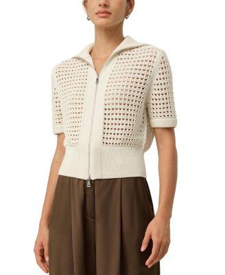 Toscana Pointelle Knit Double-Zip Cardigan by LILYSILK
