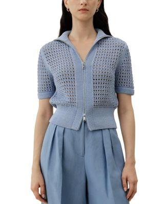 Toscana Pointelle Knit Double-Zip Cardigan by LILYSILK