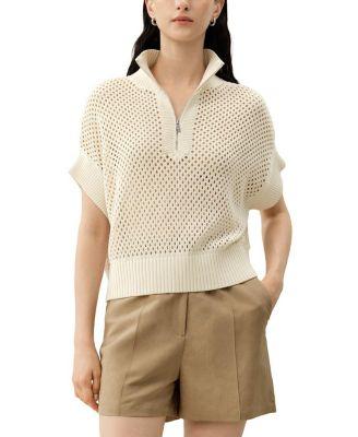 Toscana Pointelle Knit Half-Zip Sweater by LILYSILK
