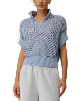 Toscana Pointelle Knit Half-Zip Sweater by LILYSILK