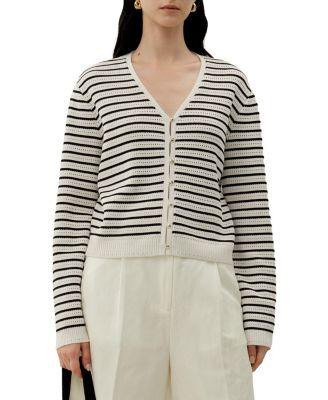 Toscana Striped Pointelle Cardigan by LILYSILK
