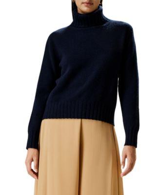 Turtleneck Sweater with Rib Hemline by LILYSILK