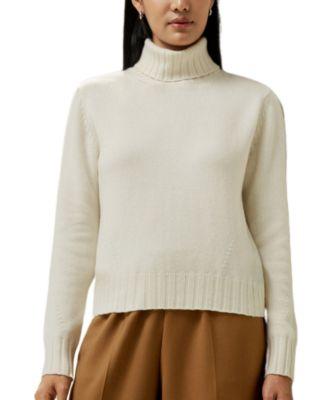 Turtleneck Sweater with Rib Hemline by LILYSILK