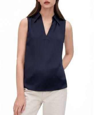 V-Neck Sleeveless Silk Violet Shirt for Women by LILYSILK